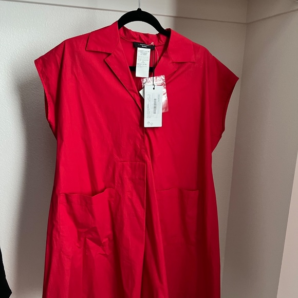 Max Mara Weekend Red Cotton Poplin Midi Dress - Size 2 - Picture 2 of 3